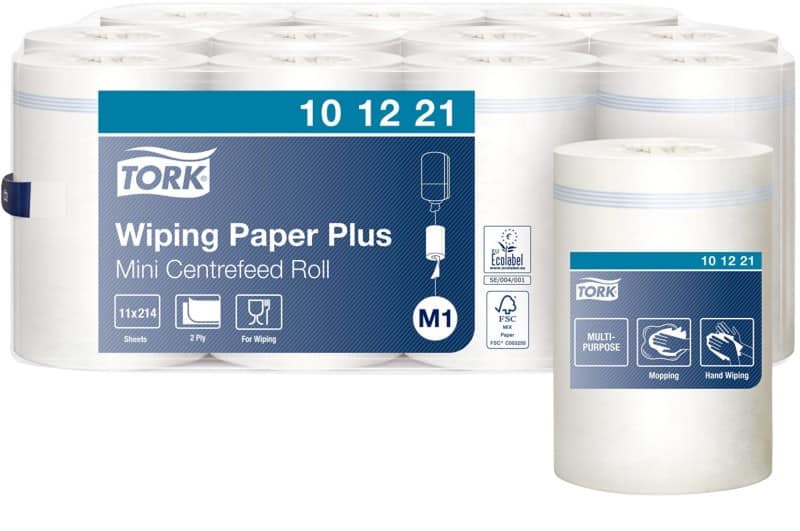 Tork Advanced Poetspapier M1 Centerfeed Wit 2-laags 101221 11 Rollen à 214 Vellen