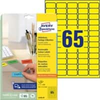 Avery Etiketten Afgeronde hoeken Klevend A4 Geel 38,1 x 21,2 mm 20 Vellen à 65 Etiketten