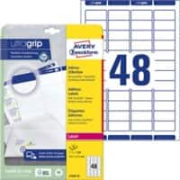 AVERY Zweckform Adresetiketten & Verzendetiketten L7636-25 Ultragrip Wit 45,7 x 21,2 mm 25 Vellen à 48 Etiketten