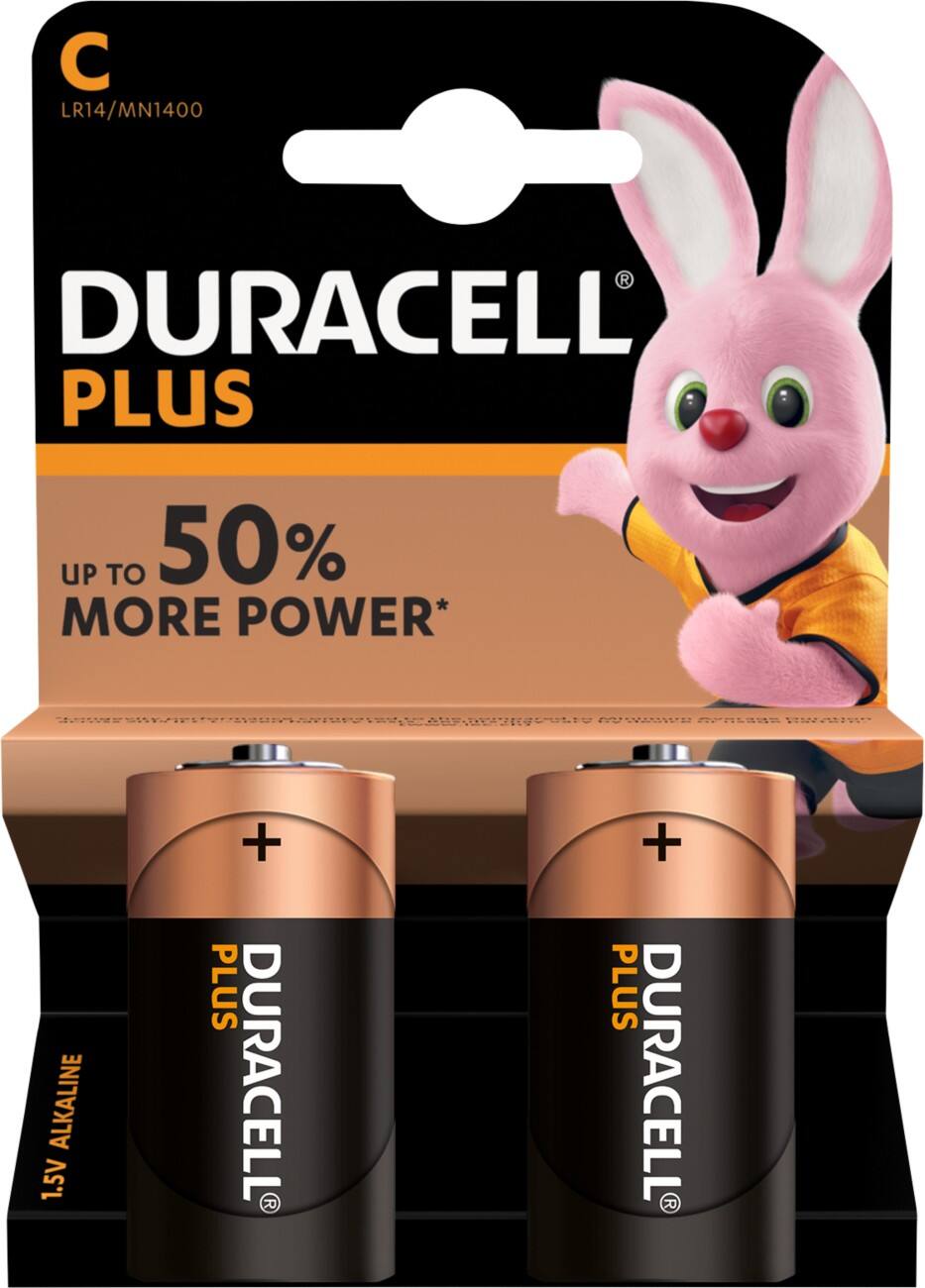 Duracell C Alkaline Batterijen Plus Power MN1400 LR14 1,5V 2 stuks