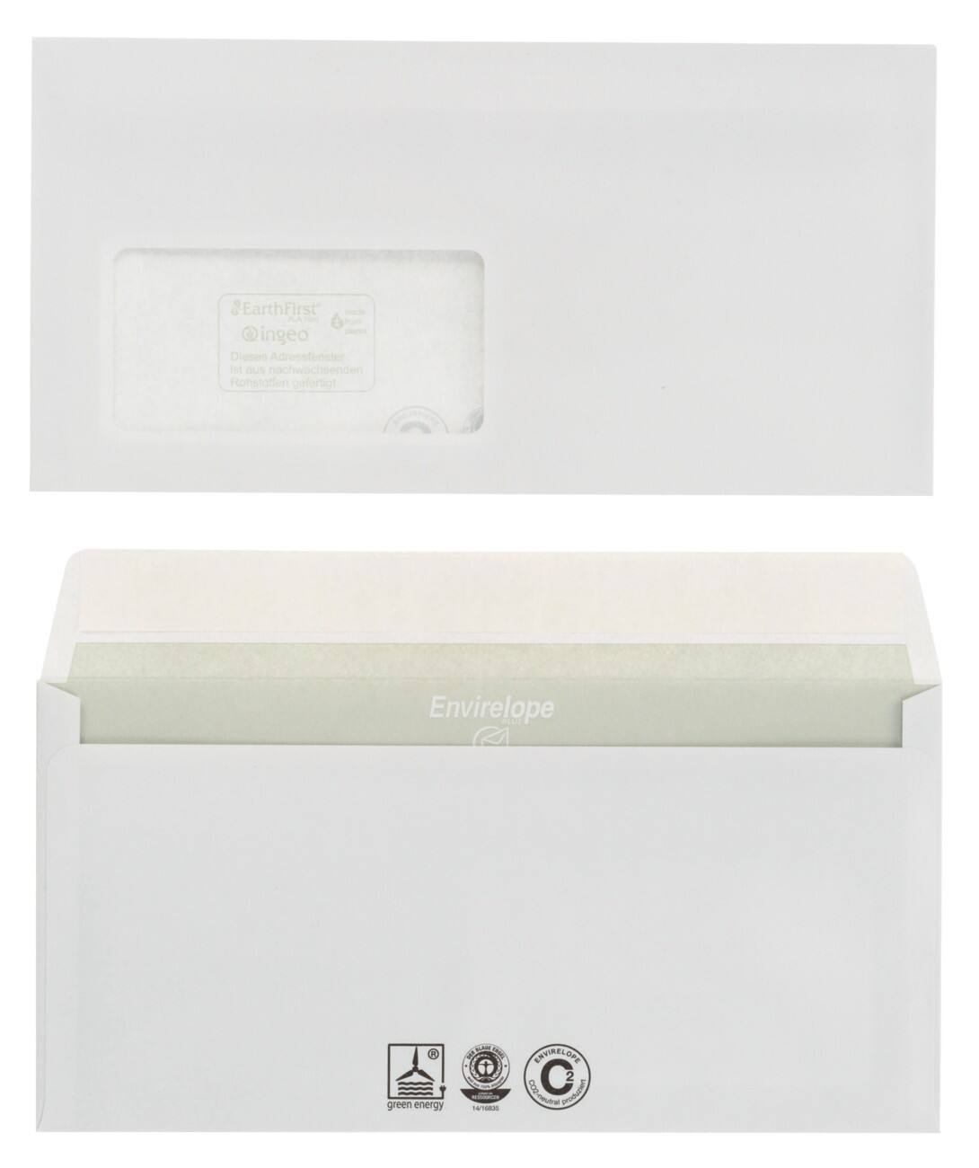 Envirelope Enveloppen DL 80 g/m² Wit Met Venster Kleefstrip 1000 Stuks