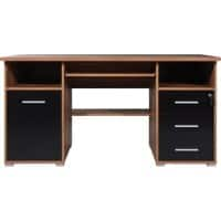 GERMANIA bureau 0484 donkerbruin, zwart, walnoot 144 x 70 x 75 cm