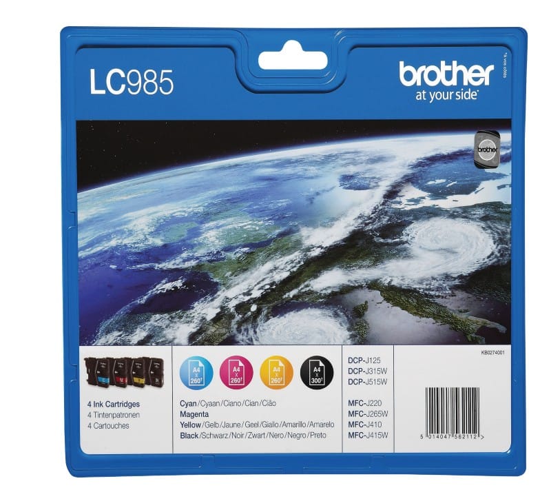 Brother LC985VALBP Origineel Inktcartridge Zwart, cyaan, magenta, geel Multipack 4 Stuks