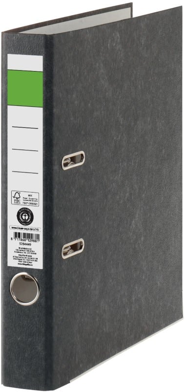 Viking Grüner Balken Smal Ordner A4 50 mm Zwart 2 Ringen Karton Wolkenmarmer Staand Gerecycled