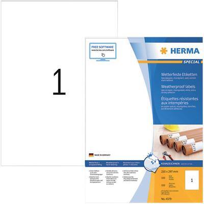 HERMA Speciale etiketten 4379 Wit 210 x 297 mm 100 Vellen à 1 Etiketten