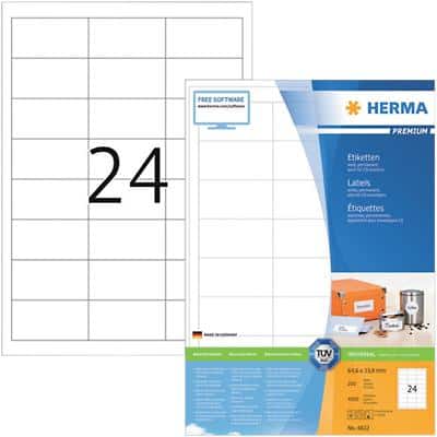HERMA Multifunctionele etiketten 4632 Wit 64,6 x 33,8 mm 200 Vellen à 24 Etiketten