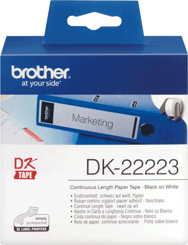 Brother DK-22223 Authentiek Continue papiertape Zelfklevend Zwart op wit 50 mm x 30.5