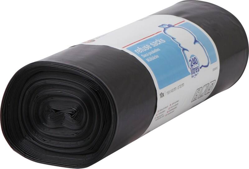 Viking LD Vuilniszakken 240 l Trekbandsluiting Zwart PE (polyethyleen) 65 micron 10 Stuks