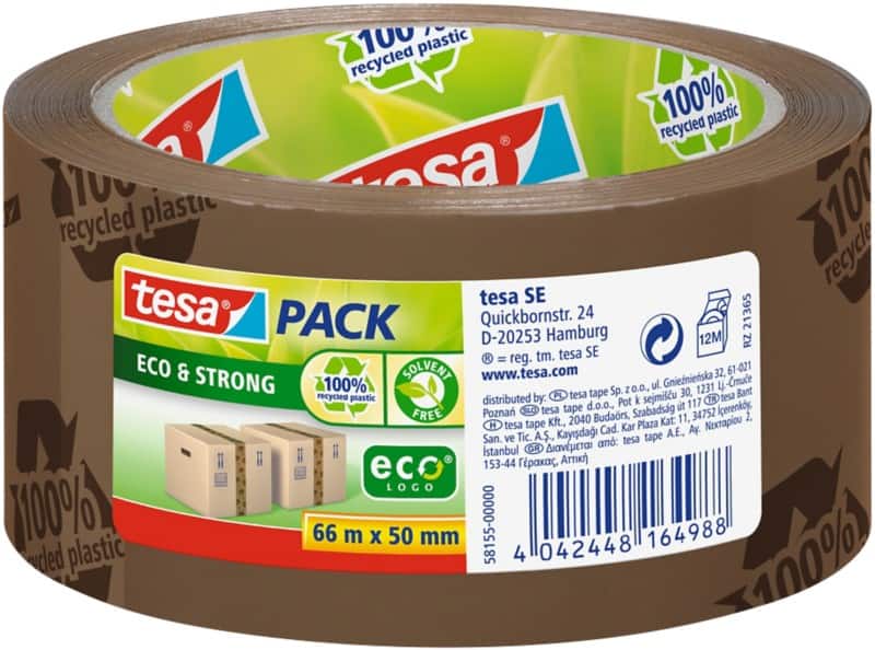 tesa Verpakkingstape tesapack Eco & Strong Bruin 50 mm (B) x 66 m (L) PP (Polypropeen) Recycled 100%