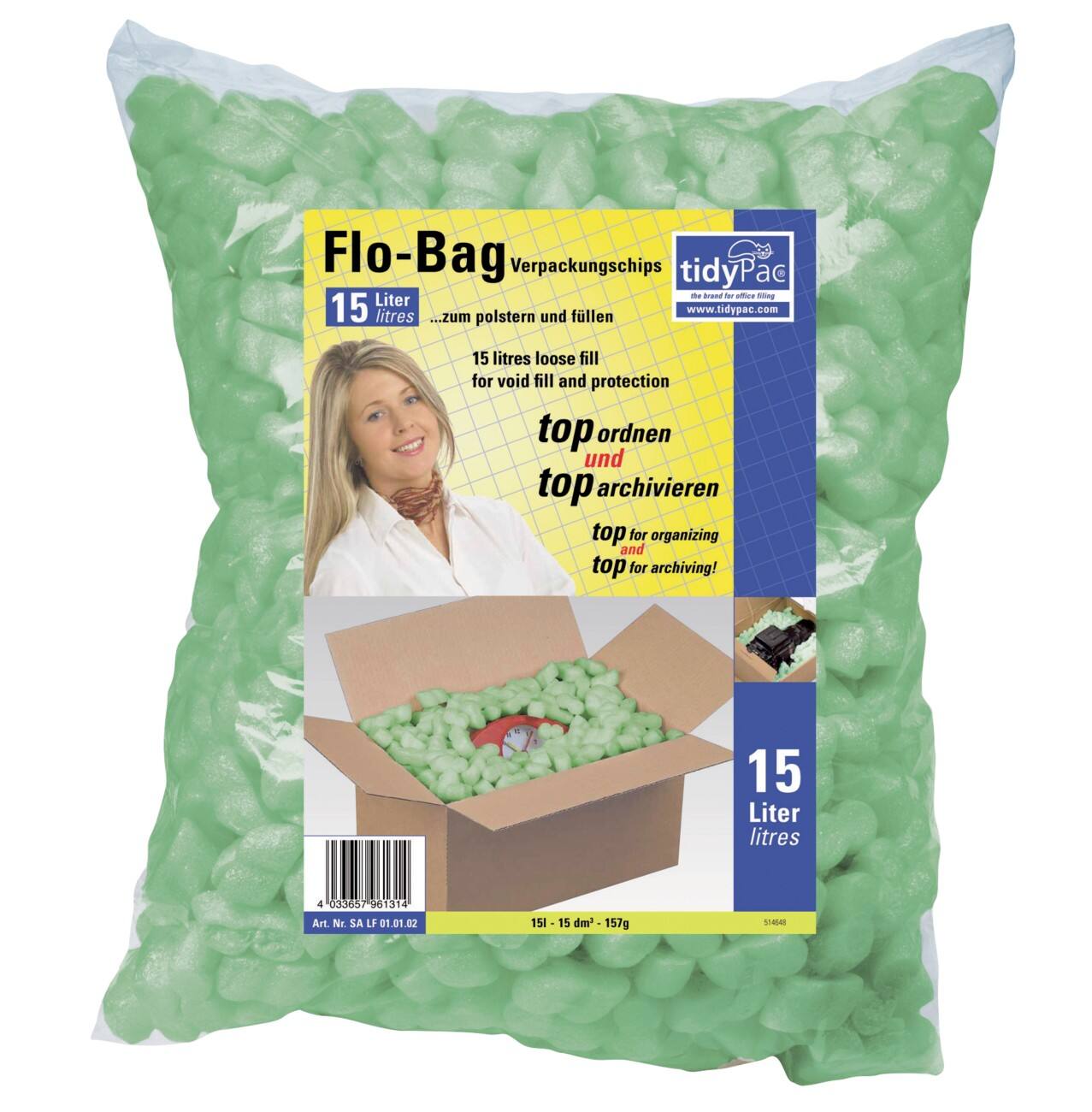 tidyPac Flo-Bag Schuimkorrels Groen 15 L