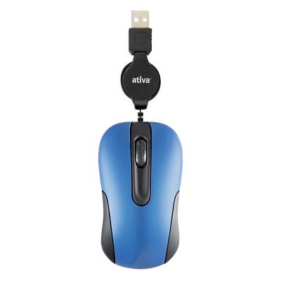 Ativa Bedrade Mini muis AT-2277 Optisch voor Rechts- en linkshandige gebruikers 75 cm USB-A kabel Blauw