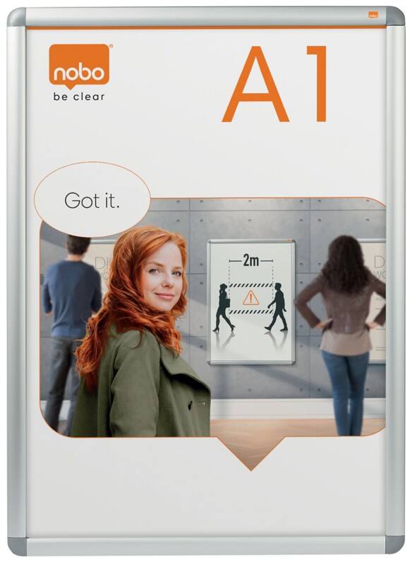 Nobo Premium Plus A1 Kliklijst Zilver 1902211 65 (B) x 3,2 (D) x 90 (H) cm