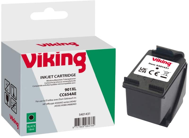 Viking 901XL compatibele HP inktcartridge CC654A zwart