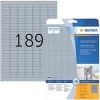 HERMA Etiketten 4220 Klevend A4 Zilver 25,4 x 10 mm  25 Vellen à 189 Etiketten