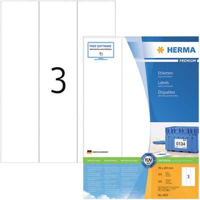HERMA Multifunctionele etiketten 4657 Wit 70 x 297 mm 100 Vellen à 3 Etiketten