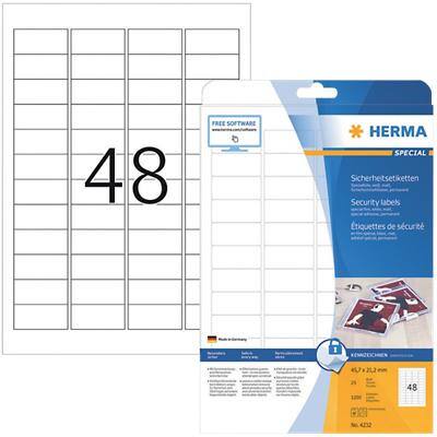 HERMA Security Etiketten 4232 Wit Rechthoekig 1200 Etiketten per pak