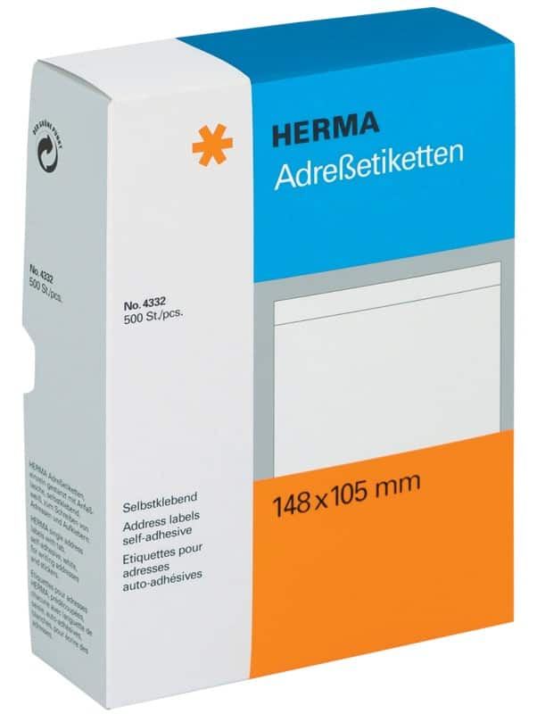 HERMA Adresetiketten 4332 Wit 148 x 105 mm 500 Vellen à 1 Etiket