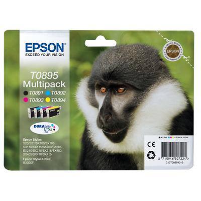 Epson T0895 Originele Inktcartridge C13T08954010 Zwart, cyaan, magenta, geel Pak van 4 Multipak