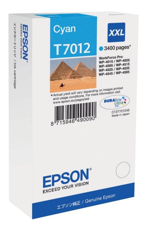 Epson T7012 Origineel Inktcartridge C13T70124010 Cyaan