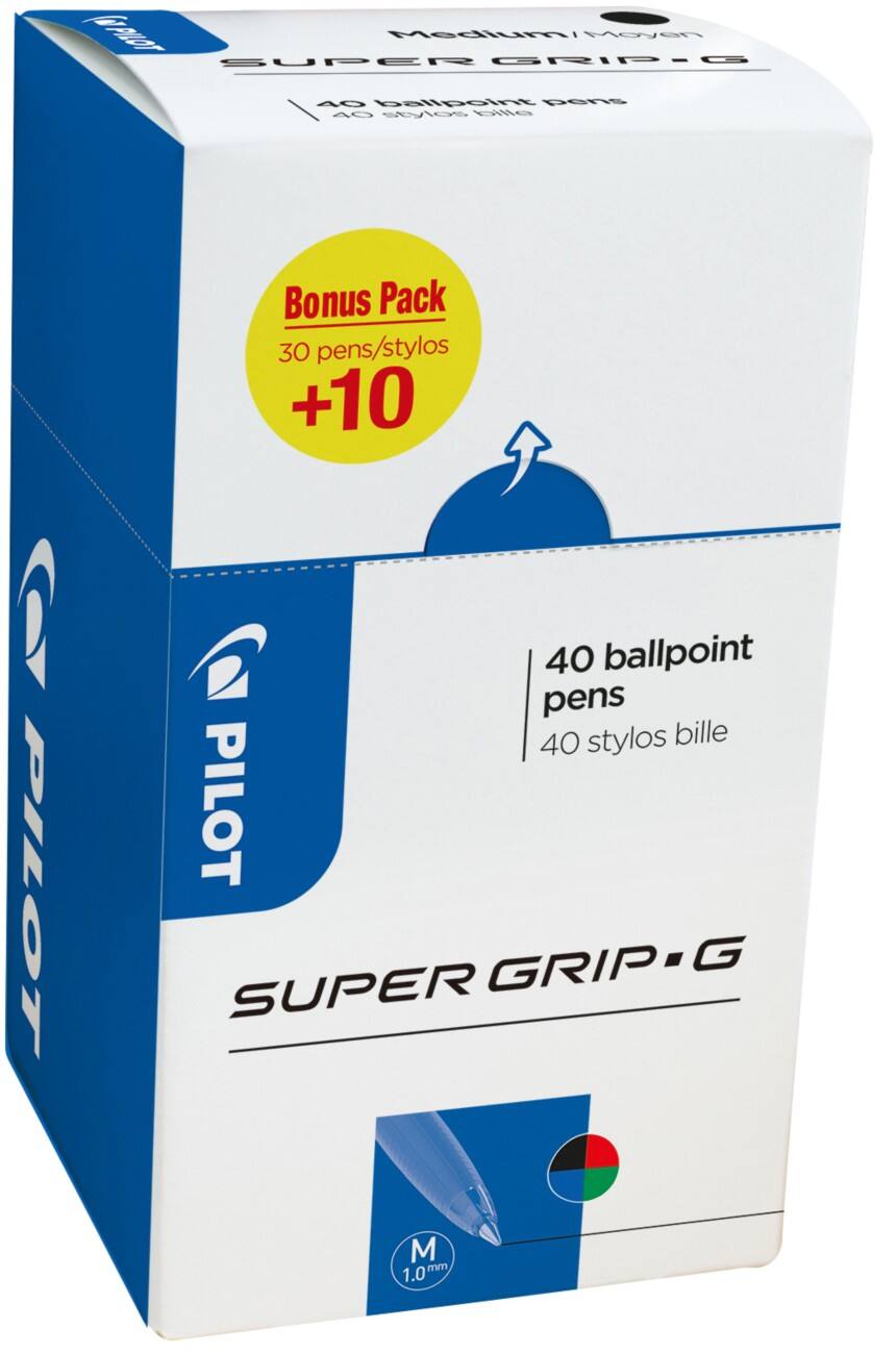 Pilot Super Grip G Balpen 0.3 mm Blauw, zwart, rood, groen 40 Stuks