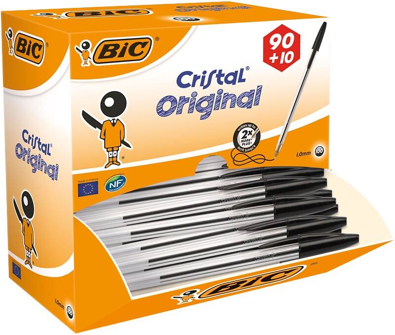 BIC Cristal Original Balpen Zwart 0,4 mm Medium Balpen 100 Stuks