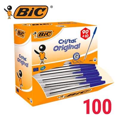 BIC Value Pack Cristal Balpennen Blauw 90 + 10 gratis 100 Stuks