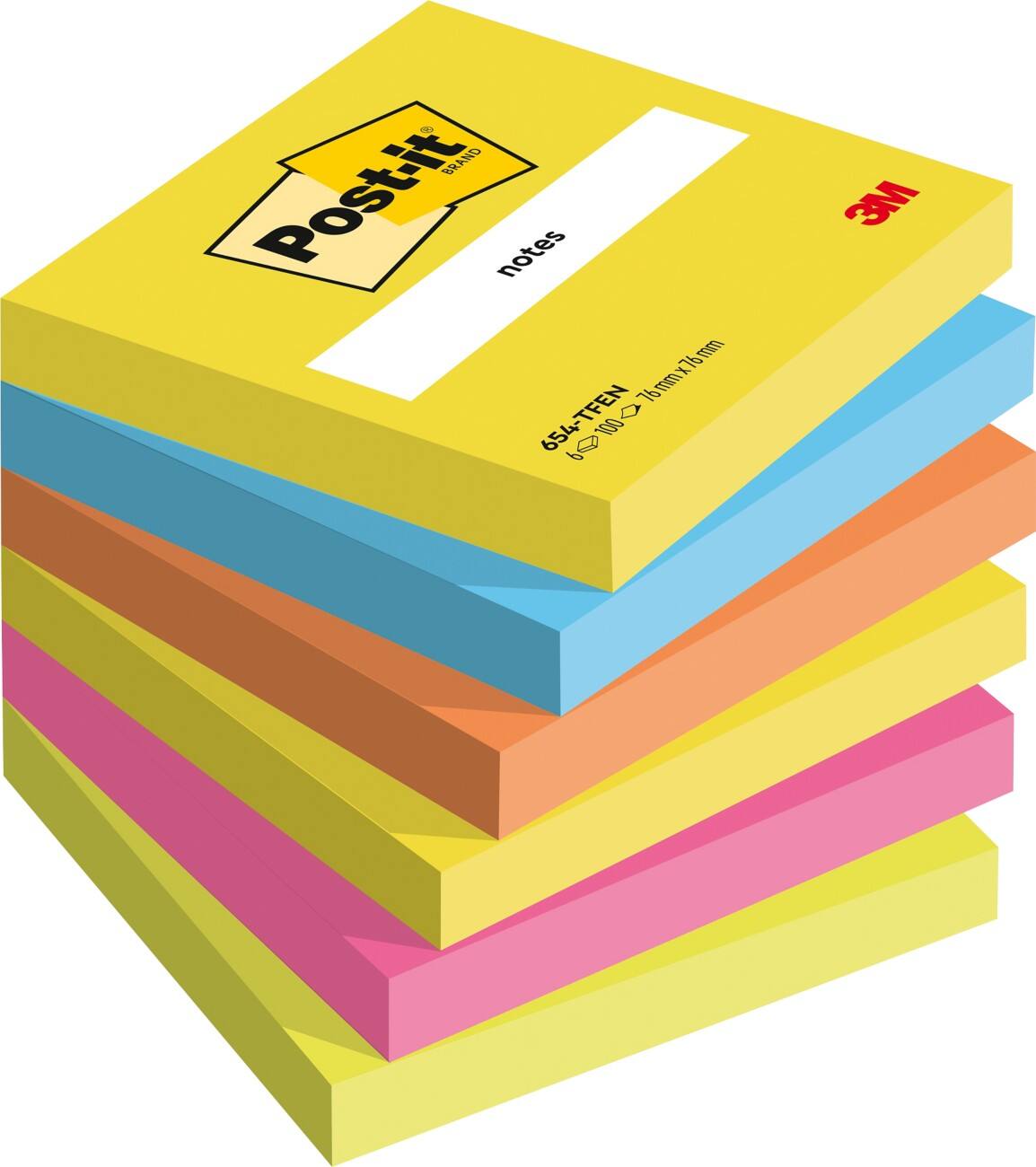 Post-it Notes 76 x 76 mm Energie Kleuren 6 Blokken van 100 Vellen