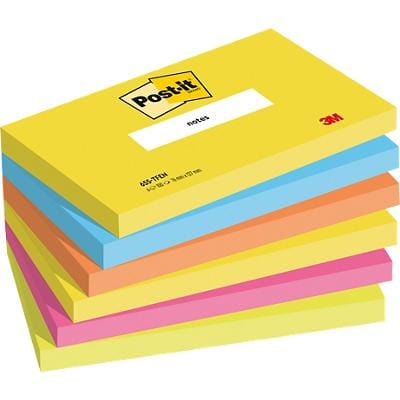 Post-it Notes 127 x 76 mm Energie Kleuren 6 Blokken van 100 Vellen