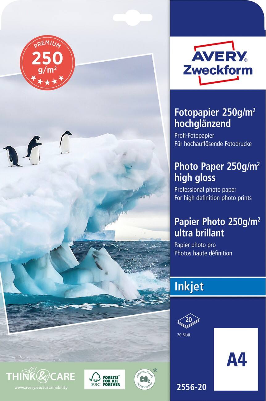 AVERY Zweckform Inkjet Fotopapier Glanzend A4 25 g/m² Wit 20 Vellen