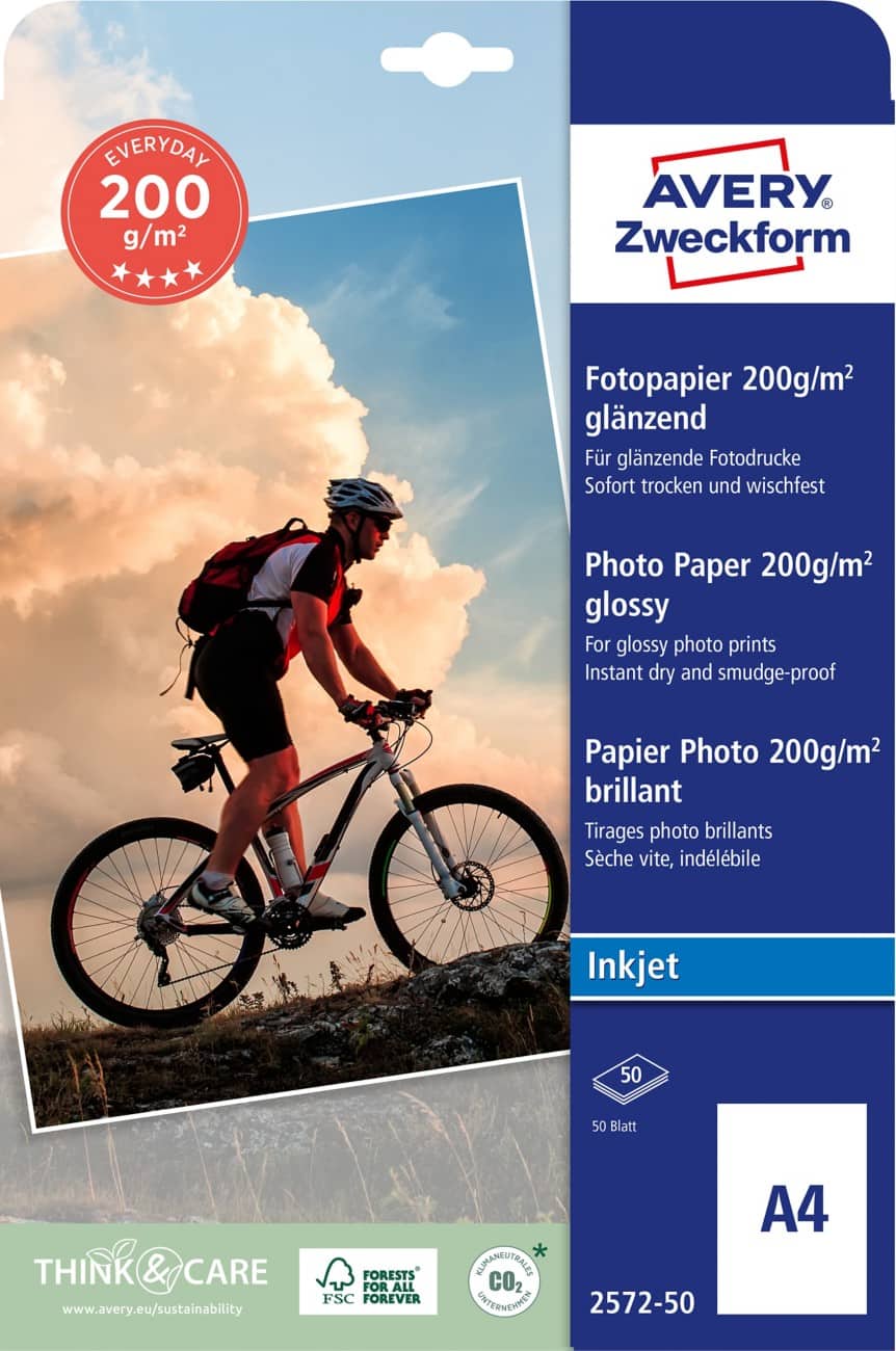 AVERY Zweckform Inkjet Fotopapier Glanzend A4 200 g/m² Wit 50 Vellen