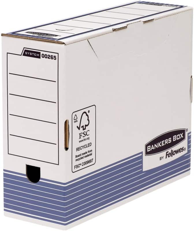 Bankers Box Systeem Karton Archiefdoos Blauw, wit 11,1 x 32,7 x 26,5 cm 10 Stuks