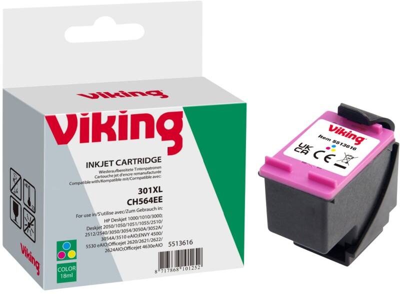 Viking 301XL Compatibel HP Inktcartridge CH564EE Cyaan, Magenta, Geel