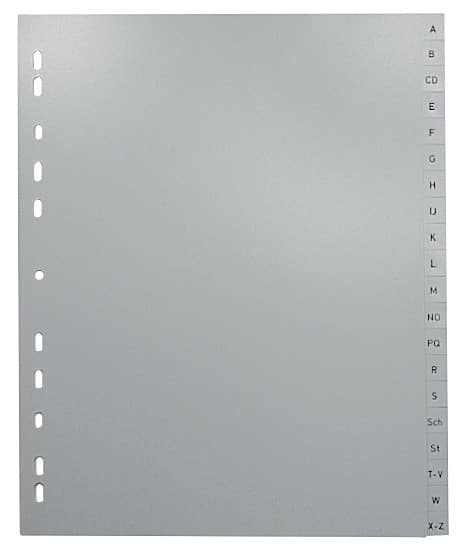 Viking A - Z Alfabetische tabbladen A4+ Grijs 20 tabs PP (Polypropeen) 11 Gaten 400195030