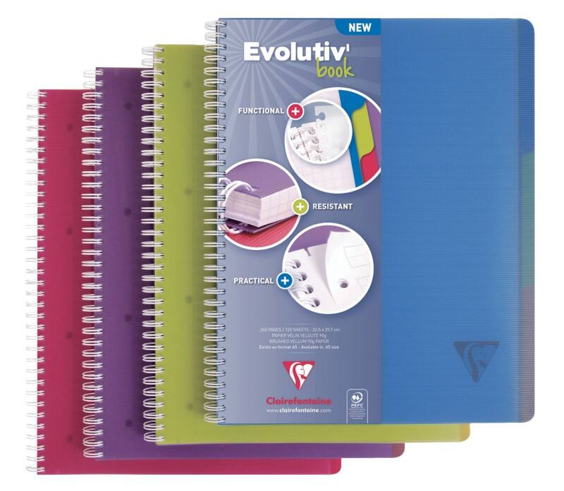 Clairefontaine Linicolor Schrijfblok A4+ Gelinieerd Spiraal gebonden PP (polypropeen) Kleurenassortiment Geperforeerd 240 Pagina's 120 Vellen