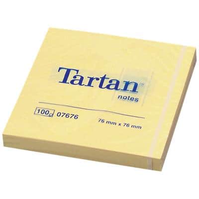 Tartan Notes 76 x 76 mm Geel 100 Vellen