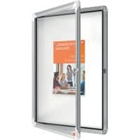 Nobo Premium Plus Magnetische Afsluitbare Weerbestendige Buitenvitrine 1902577 Muurbevestiging Aluminium Frame Scharnierdeur van veiligheidsglas 4xA4 Wit 494 x 668 mm