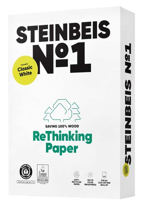 Steinbeis Classic No.1 A4 Kopieerpapier 100% gerecycled 80 g/m² Glad Wit 500 Vellen