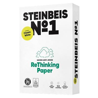 Steinbeis ClassicWhite A4 Kopieerpapier Recycled 80 g/m² Glad Wit 500 Vellen