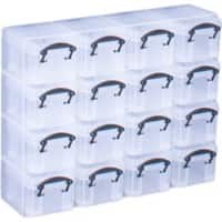 Really Useful Boxes Opbergbox 16org 0,14 L Zwart, Transparant Plastic 28 x 6,5 x 22,4 cm 16 Stuks