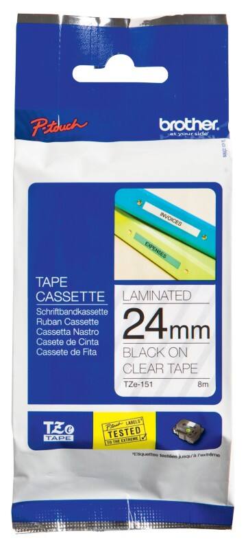 Brother TZe-151 Authentiek Labeltape Zelfklevend Zwart op transparant 24 mm x 8m