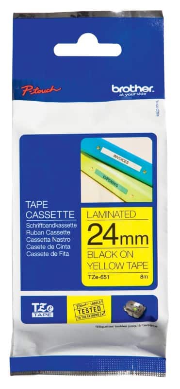 Brother TZe-651 Authentiek Labeltape Zelfklevend Zwart op geel 24 mm x 8m