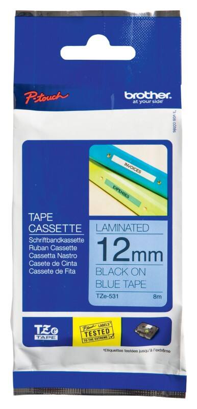 Brother P-touch Etiketteertape Authentiek TZe-531 Zelfklevend Zwart op Blauw 12 mm x 8 m
