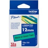Brother TZe-731 Authentiek Labeltape Zelfklevend Zwart op groen 12 mm x 8m