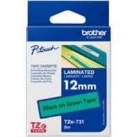 Brother P-Touch Etiketteertape Authentiek TZE731 Zelfklevend Zwart op Groen 12 mm x 8 m