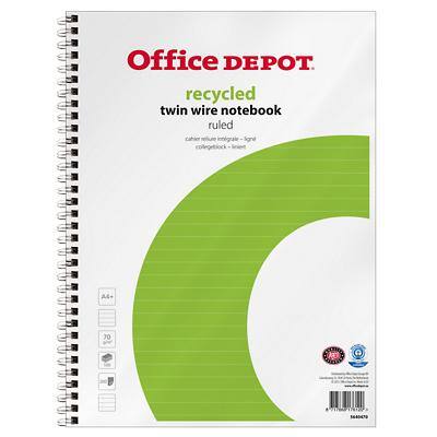 Office Depot Notitieboek A4+ Gelinieerd Spiraal gebonden Papier Wit Geperforeerd Recycled 200 Pagina's 5 Stuks à 100 Vellen