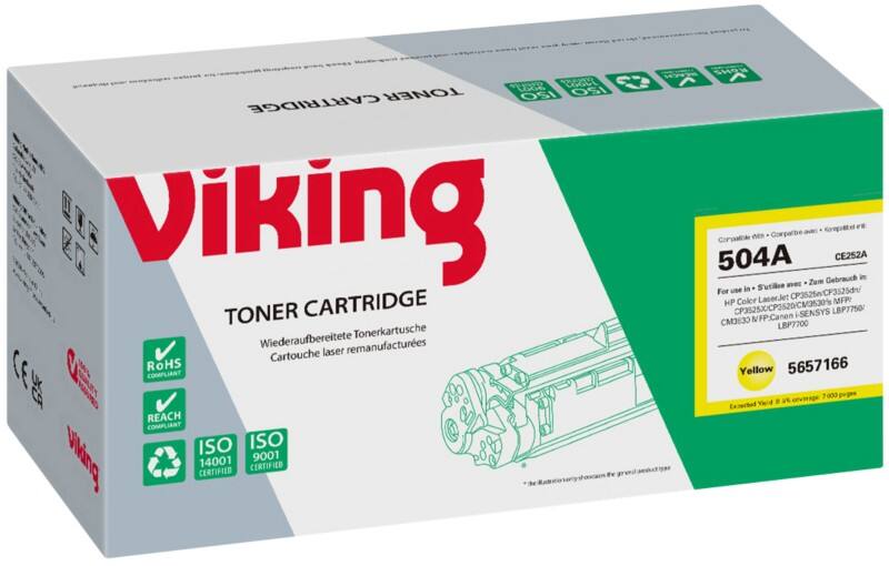 Viking 504A Compatibel HP Tonercartridge CE252A Geel