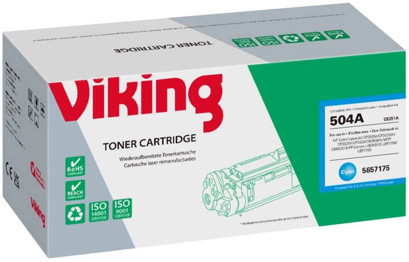 Viking 504A Compatibel HP Tonercartridge CE251A Cyaan