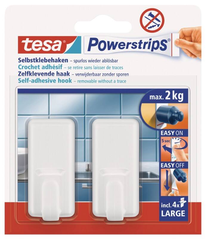 tesa Powerstrips Wandhaak Powerstrips Classic Large Wit 29 (B) mm PS (Polystyreen) Pak van 2
