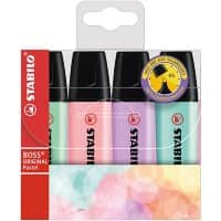 STABILO BOSS ORIGINAL Tekstmarker Turkoois, mint, roze, lila Breed Beitelpunt 2 - 5 mm Navulbaar 4 Stuks