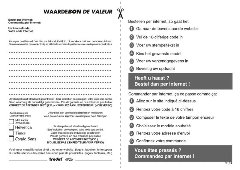 Trodat Waardebon voor stempel 4926